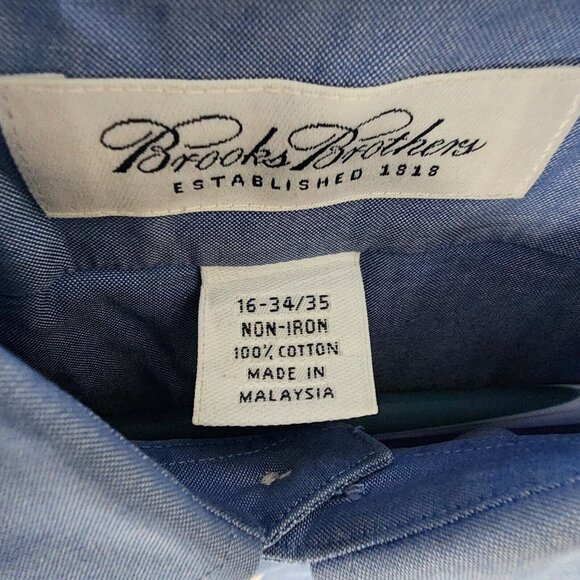 Brooks Brothers Blue Non Iron Long Sleeve Button Down Dress Shirt Size 16 Cotton - Picture 3 of 12